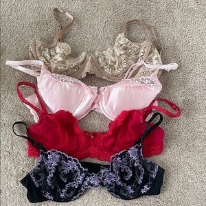 Women’s Lace Underwire Bras - Red, Pink, Black, Cream